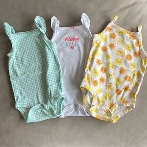 NWOT 3 baby girl summer onesies Carters size 12 months